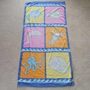 Vintage Fish Beach Beach Towel Retro 90s Y2K Under The Sea Turtle Dolphin 55x29